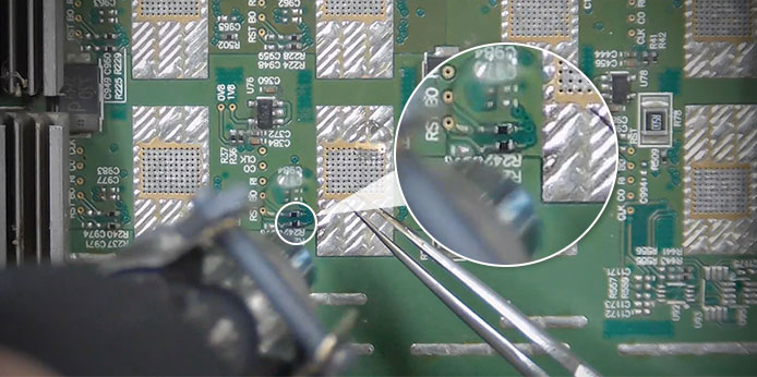 Resistor soldering skills on the hash board