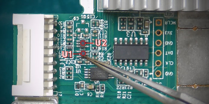 Antminer S19 hash board U1 and U2 level converter chip