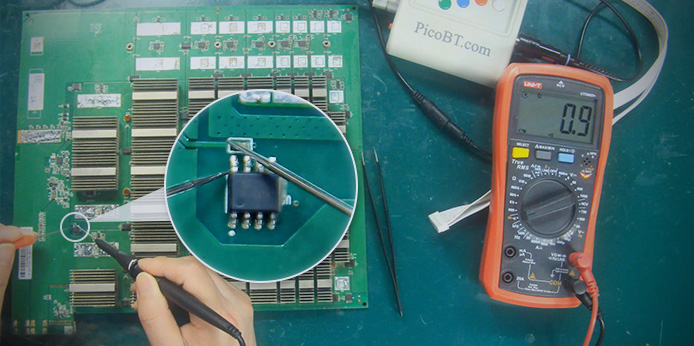Antminer D7 hash board temperature sensor circuit