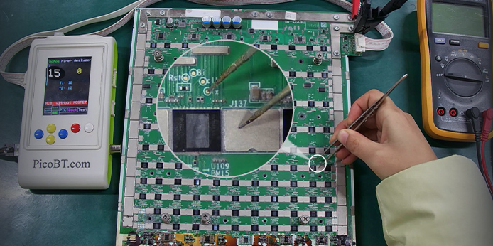 Repair 15 ASIC chip faults found on the S19XP hashboard