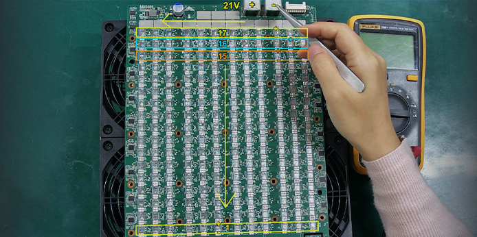 S19e XP Hydro hashboard domain voltage powering process